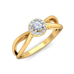 Elegant Diamond Halo Twist Gold Ring