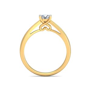 Romantic Heart Detail Solitaire Gold Ring