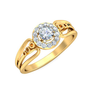 Vintage Halo Diamond Ring with Designer Split Band