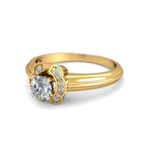 Floral Halo Diamond Gold Ring