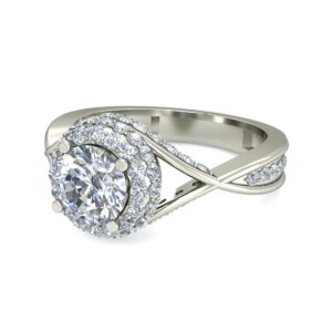 Luxury Double Halo Criss Cross Diamond Gold Ring