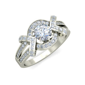 Modern Cross Halo Diamond Gold Ring