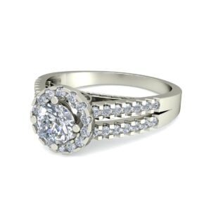Classic Halo Split Shank Diamond Gold Ring