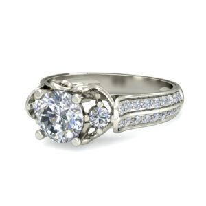 Vintage Crown Three-Stone Diamond Gold Ring